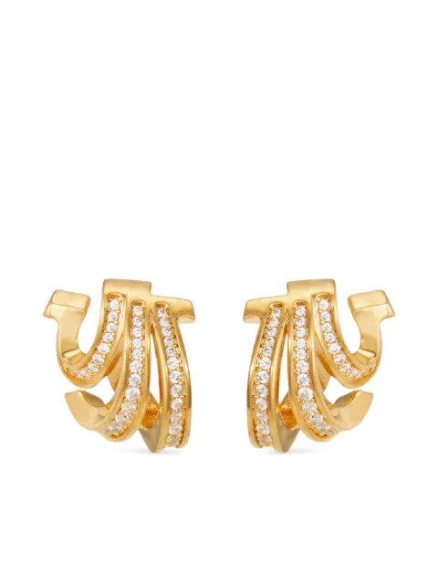 Ferragamo Triple-Gancini crystal-hoop earrings