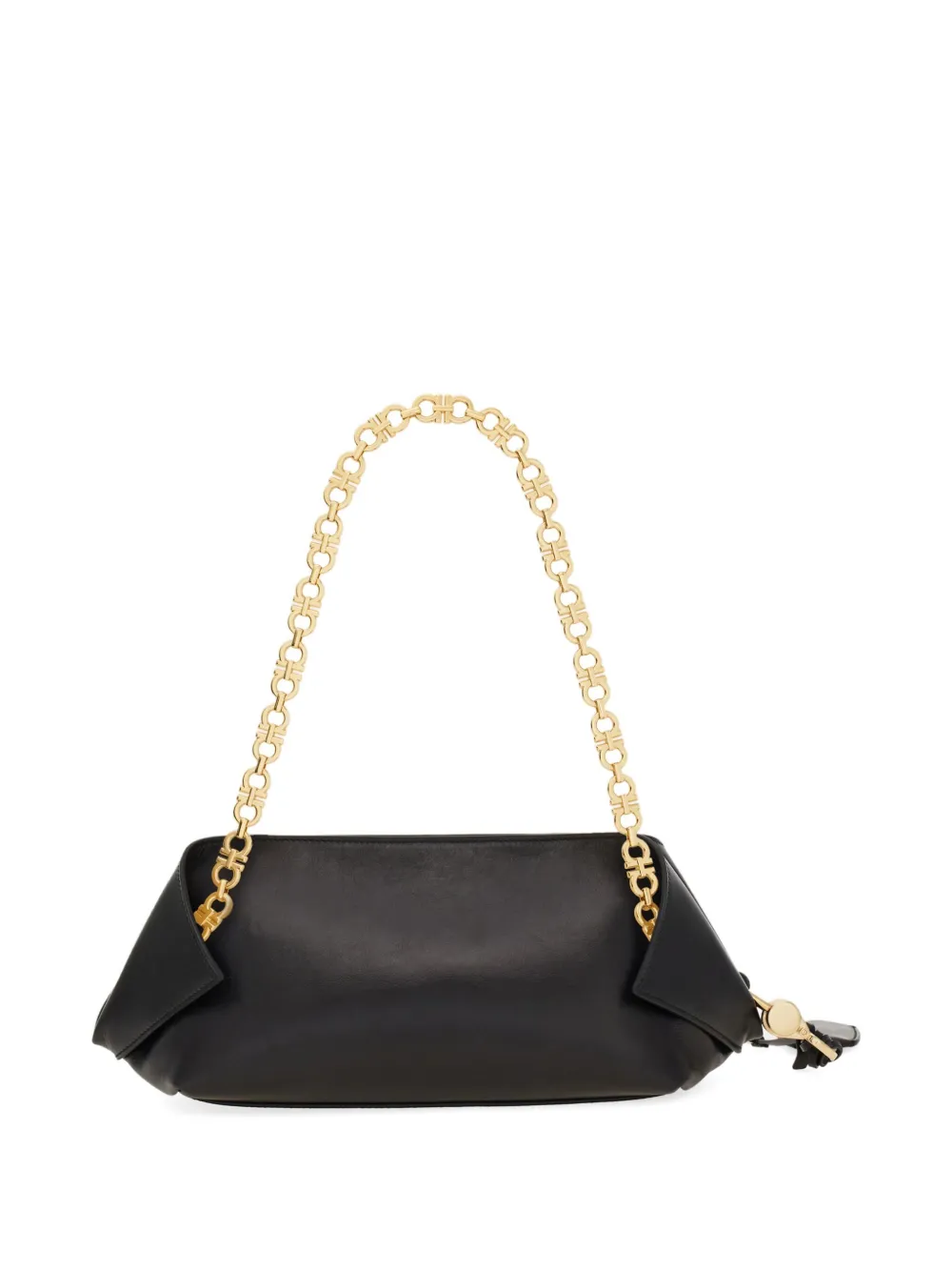 Ferragamo folded chain-link shoulder bag Zwart