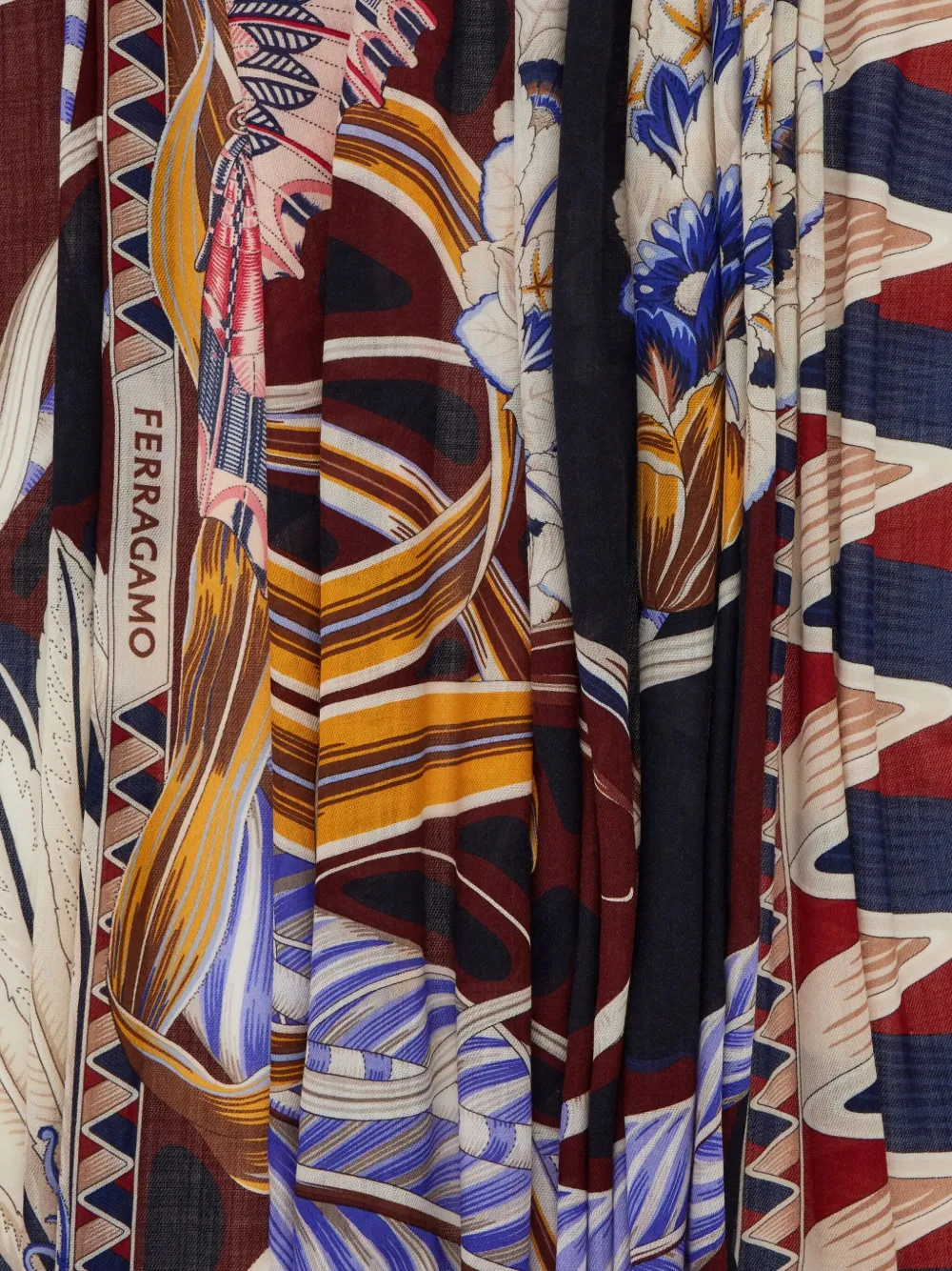 Ferragamo Sjaal met bloemenprint Blauw