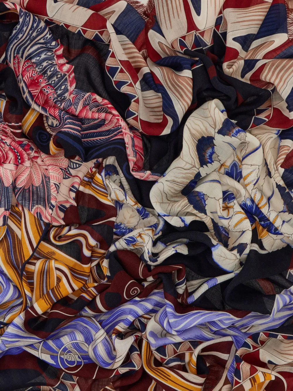 Ferragamo Sjaal met bloemenprint Blauw