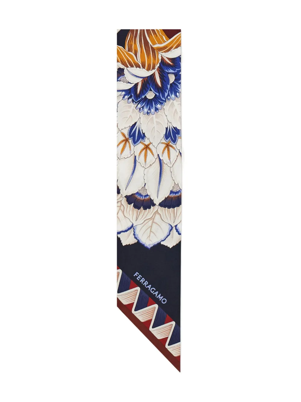 Ferragamo floral-print silk scarf - Blauw
