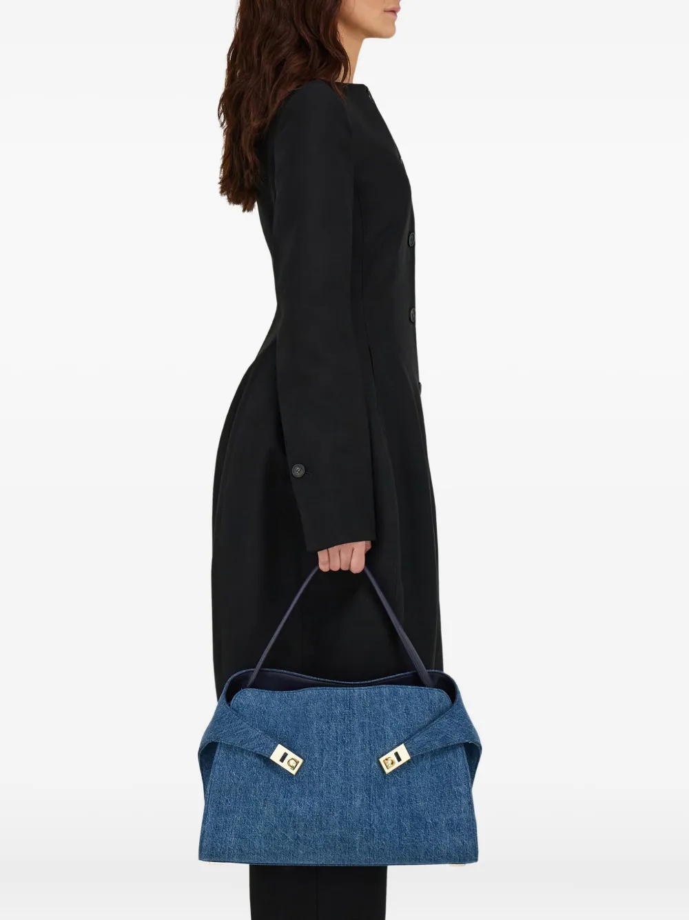 Ferragamo Hug Soft denim schoudertas Blauw