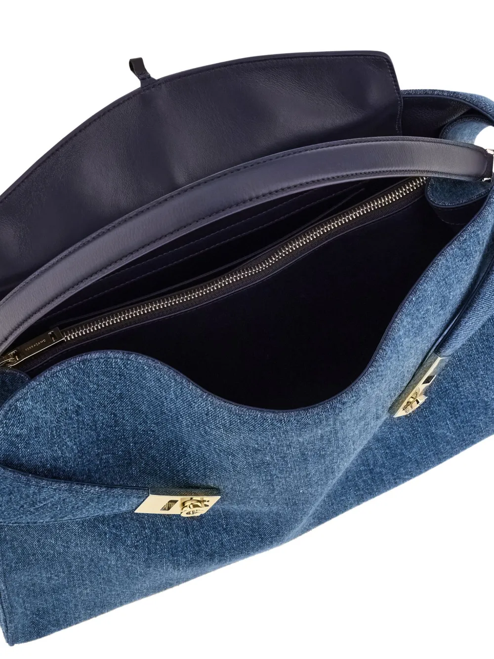 Ferragamo Hug Soft denim schoudertas Blauw
