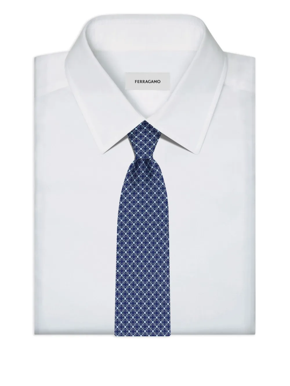 Ferragamo printed silk tie Blauw