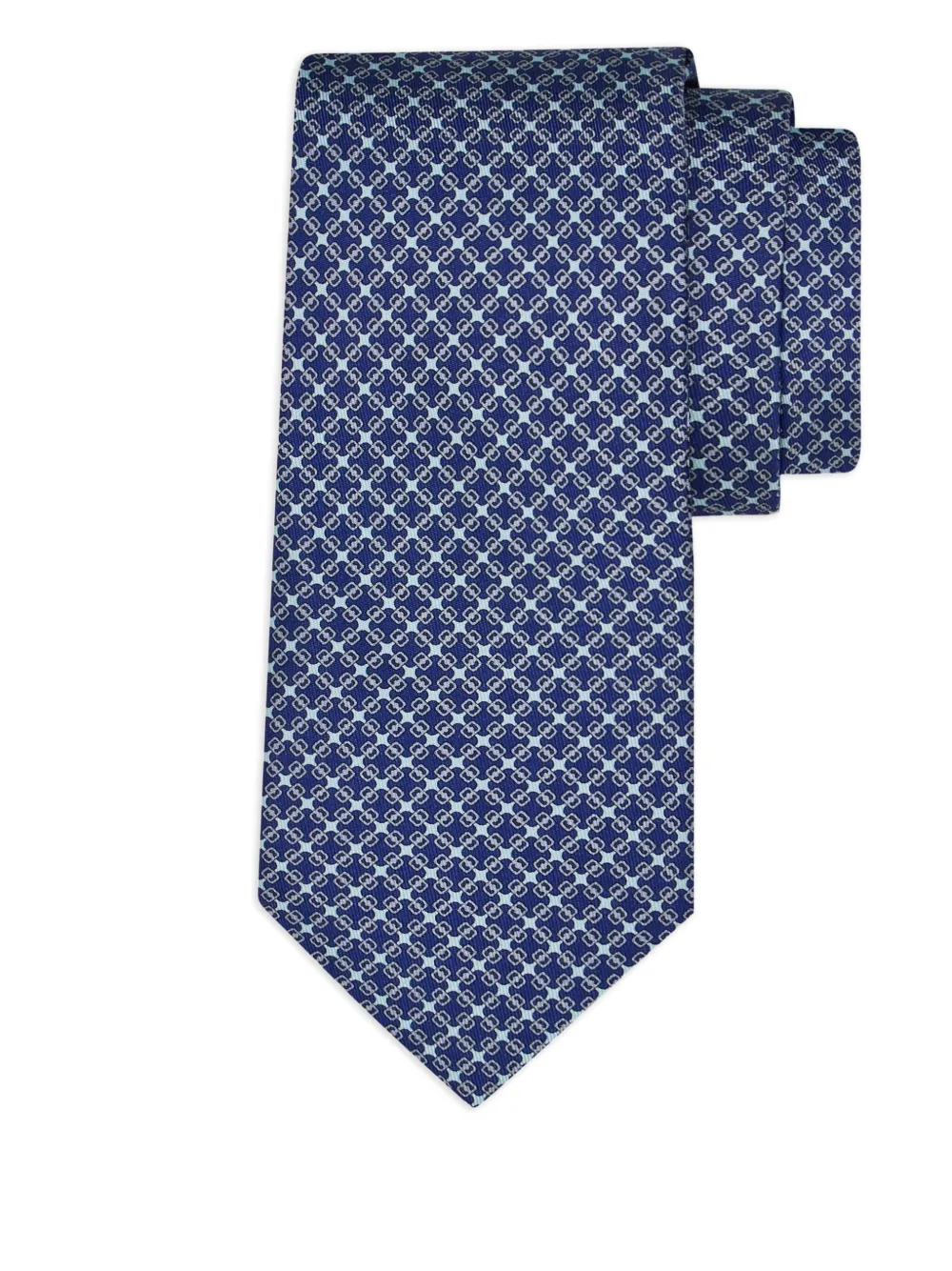Ferragamo printed silk tie Blauw