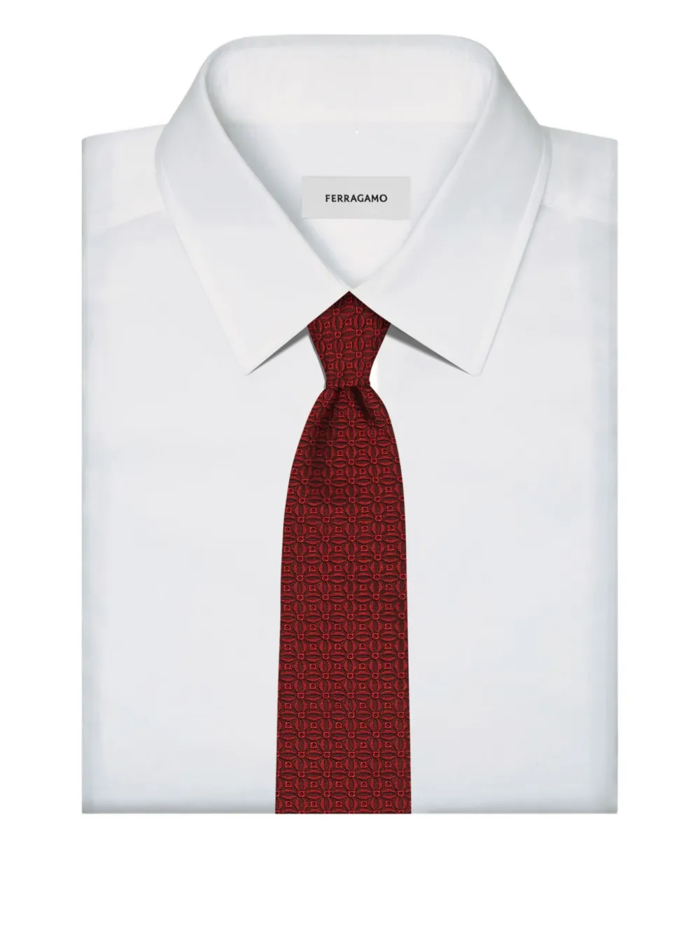 Ferragamo gancini-print jacquard tie Rood