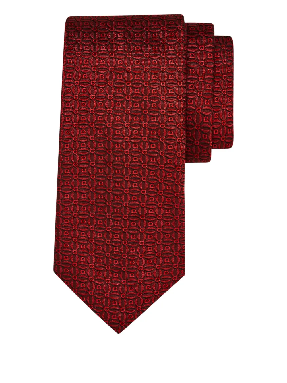Ferragamo gancini-print jacquard tie - Rood