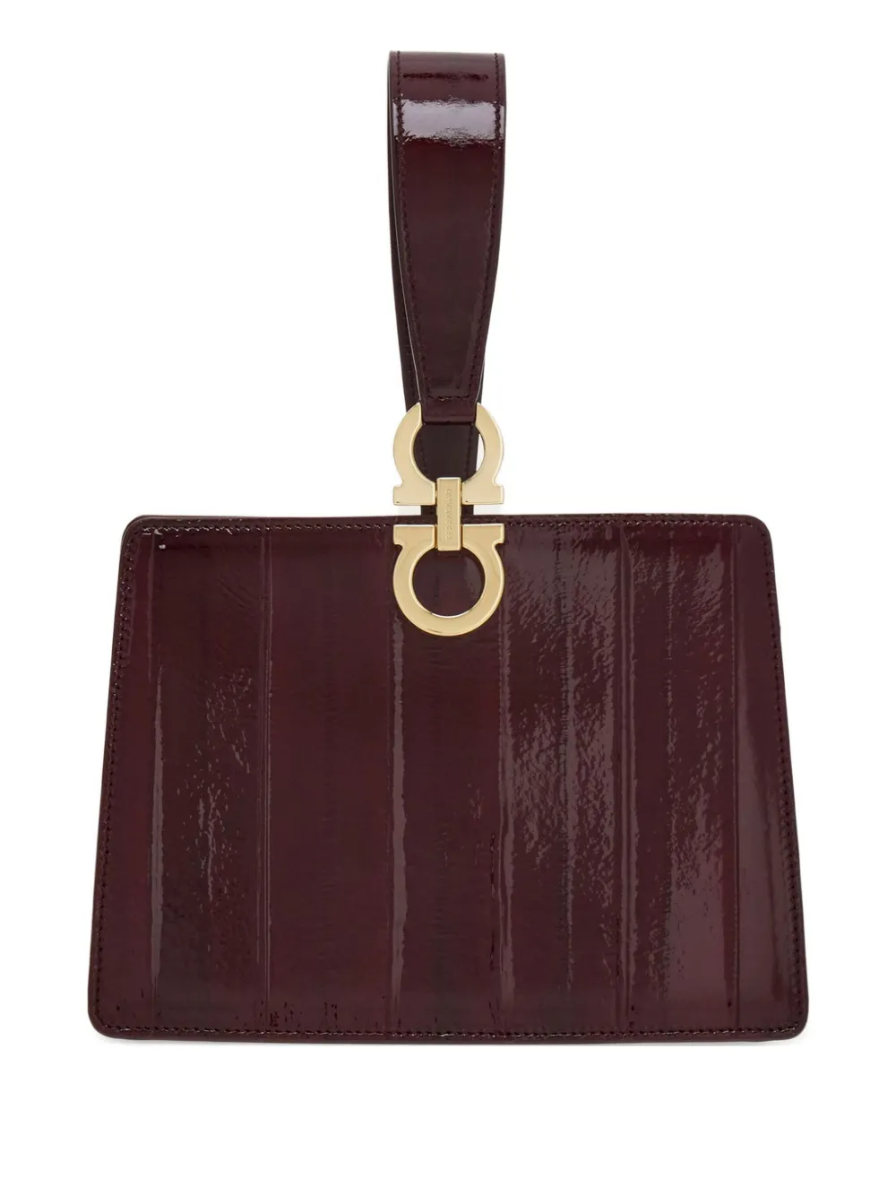 Ferragamo Mini Gancini-embellished Geometric Clutch In Red
