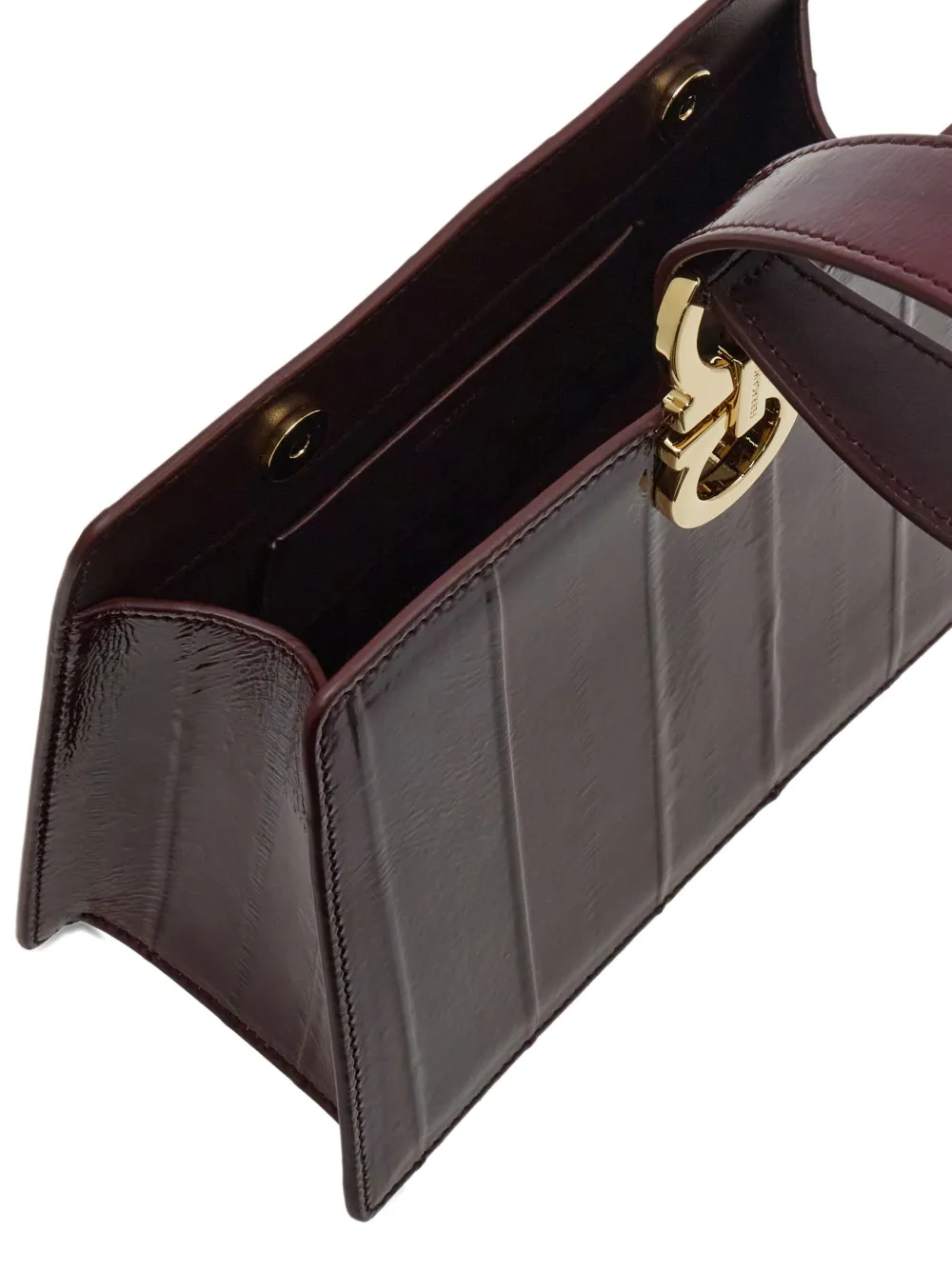 Ferragamo Mini Gancini-embellished Geometric Clutch In Red