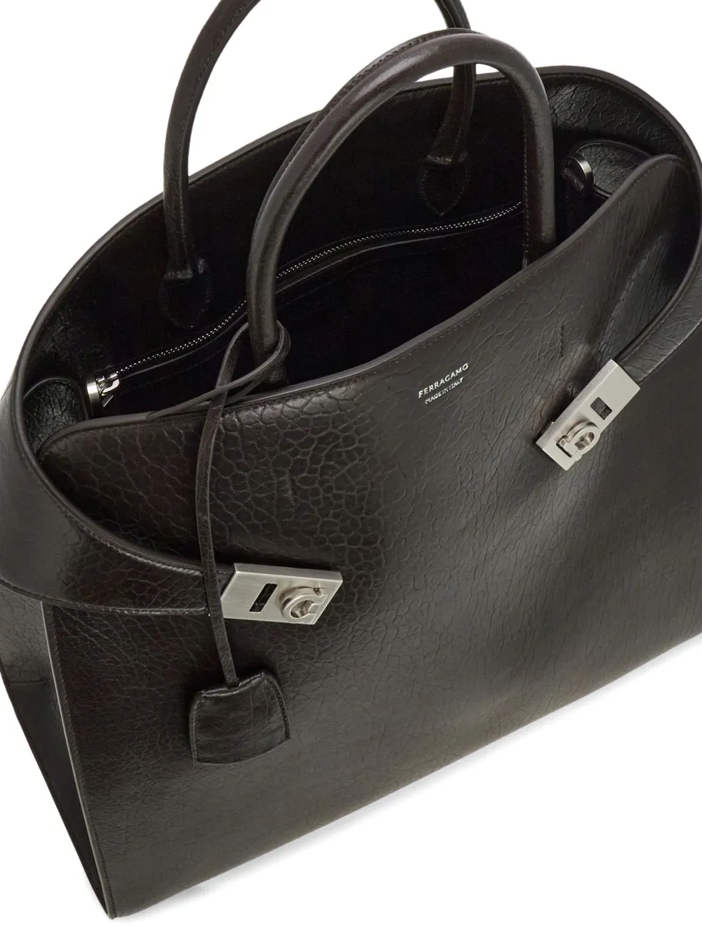 Ferragamo Hug Gancini-buckle tote bag Zwart