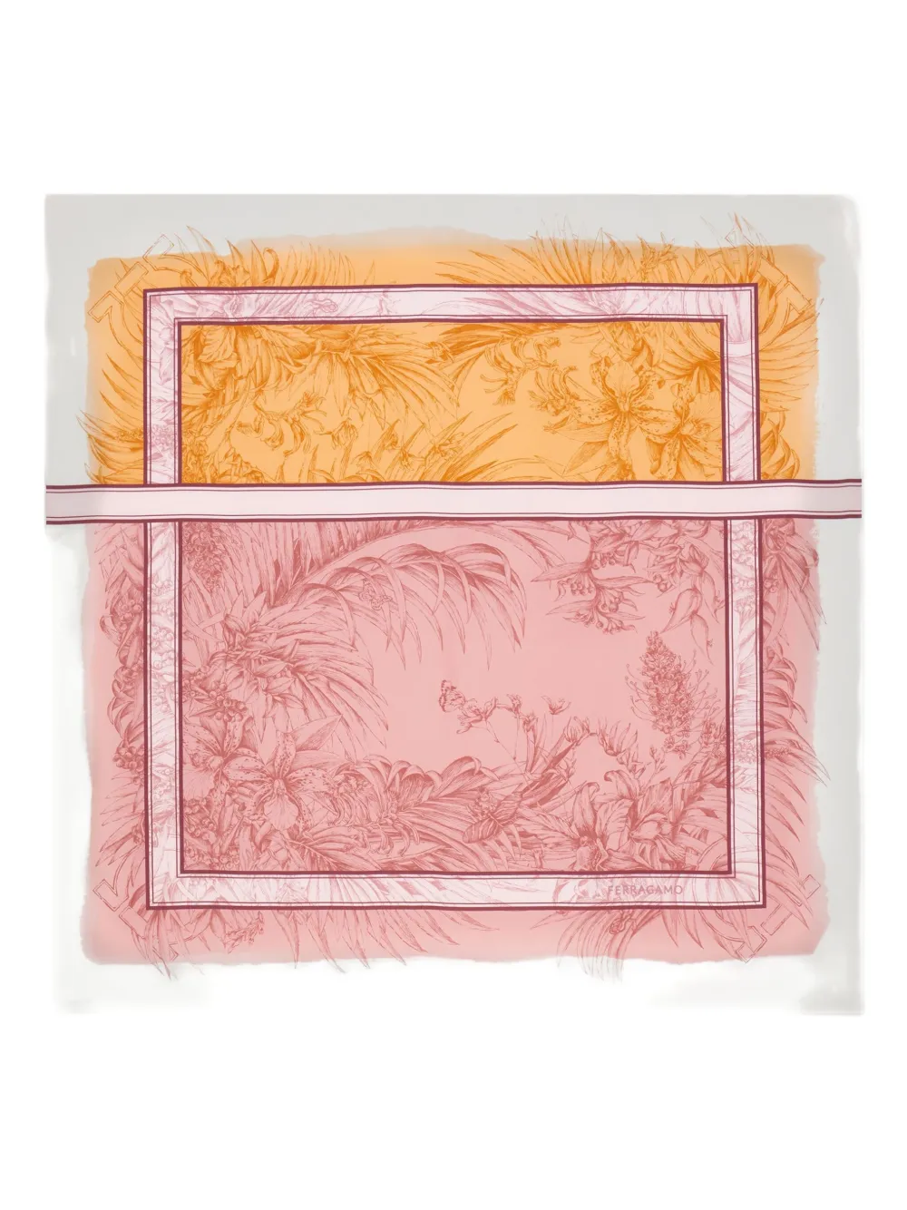 Ferragamo floral-print silk scarf - ピンク Ferragamo floral-print silk scarf - ピンク