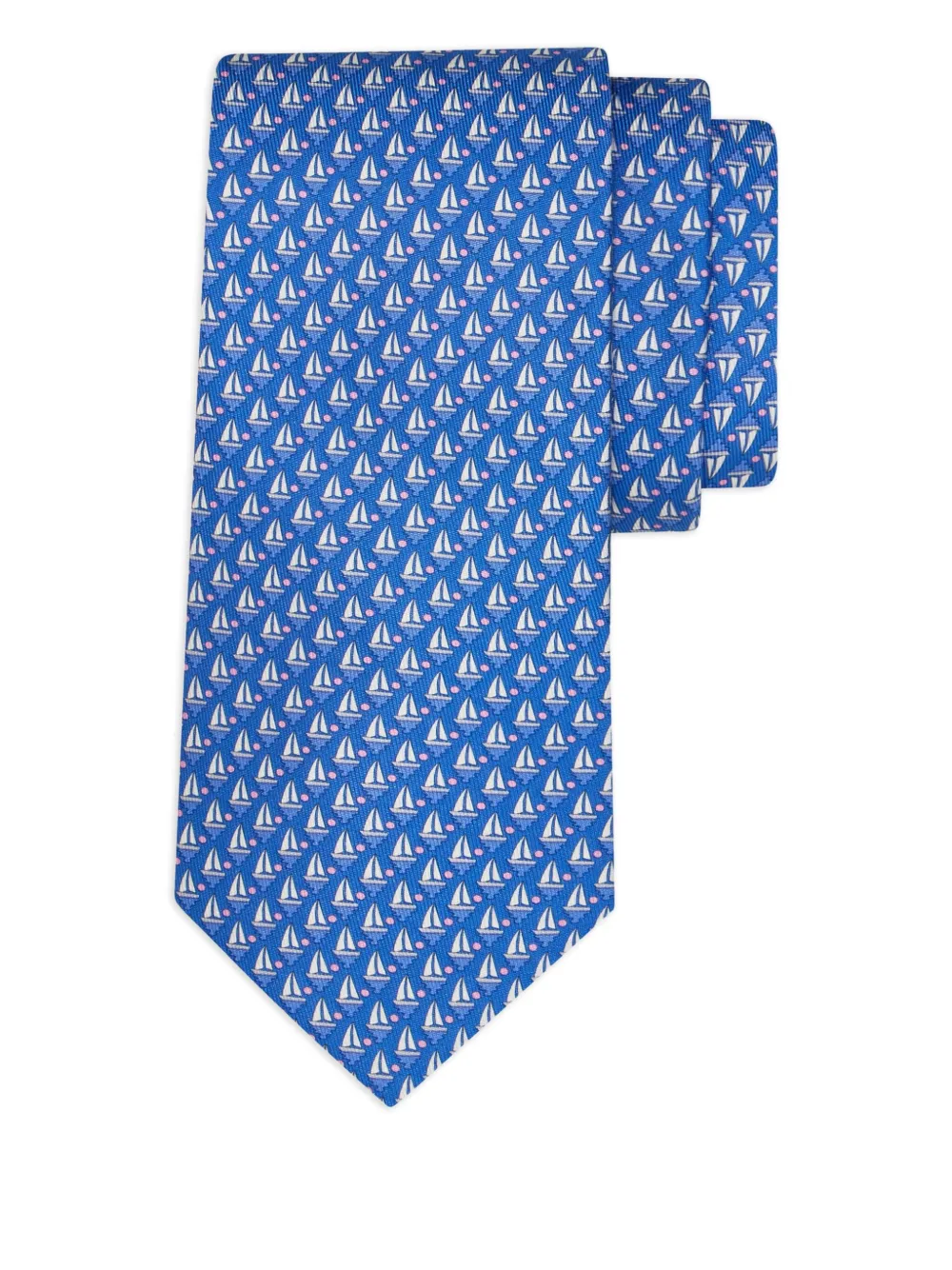 Ferragamo sailboat-print silk tie Blauw