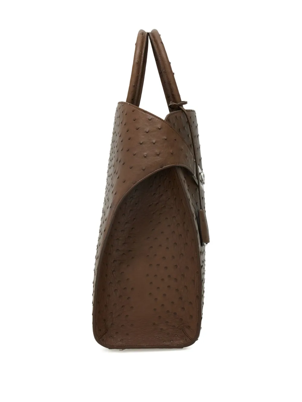 Ferragamo Hug Ostrich Leather Gancini-buckle Tote Bag In Brown