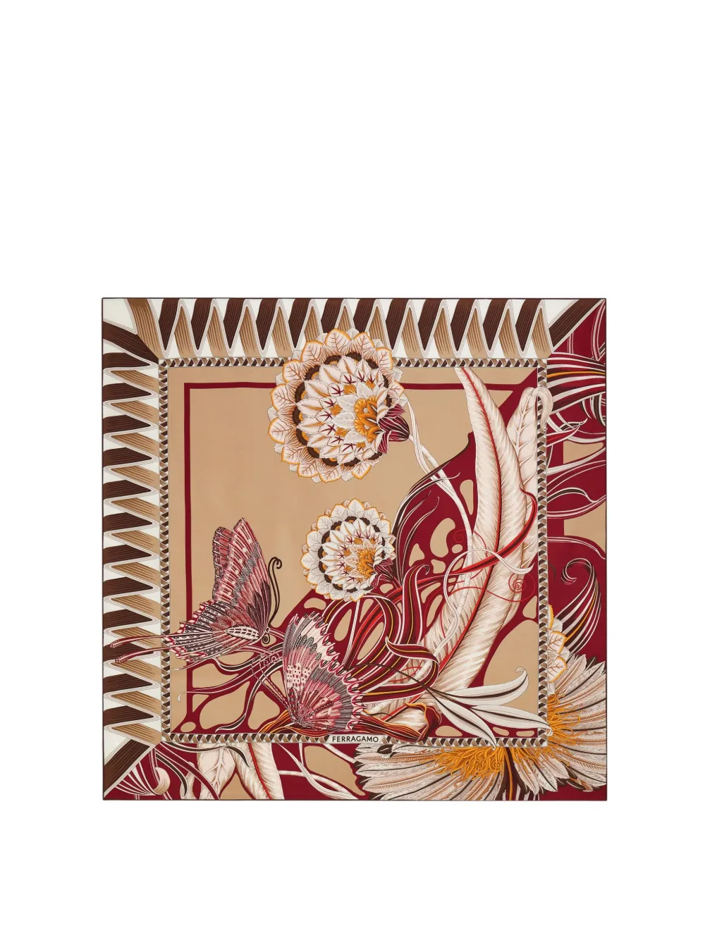 Ferragamo butterfly-print silk scarf - ニュートラル Ferragamo butterfly-print silk scarf - ニュートラル