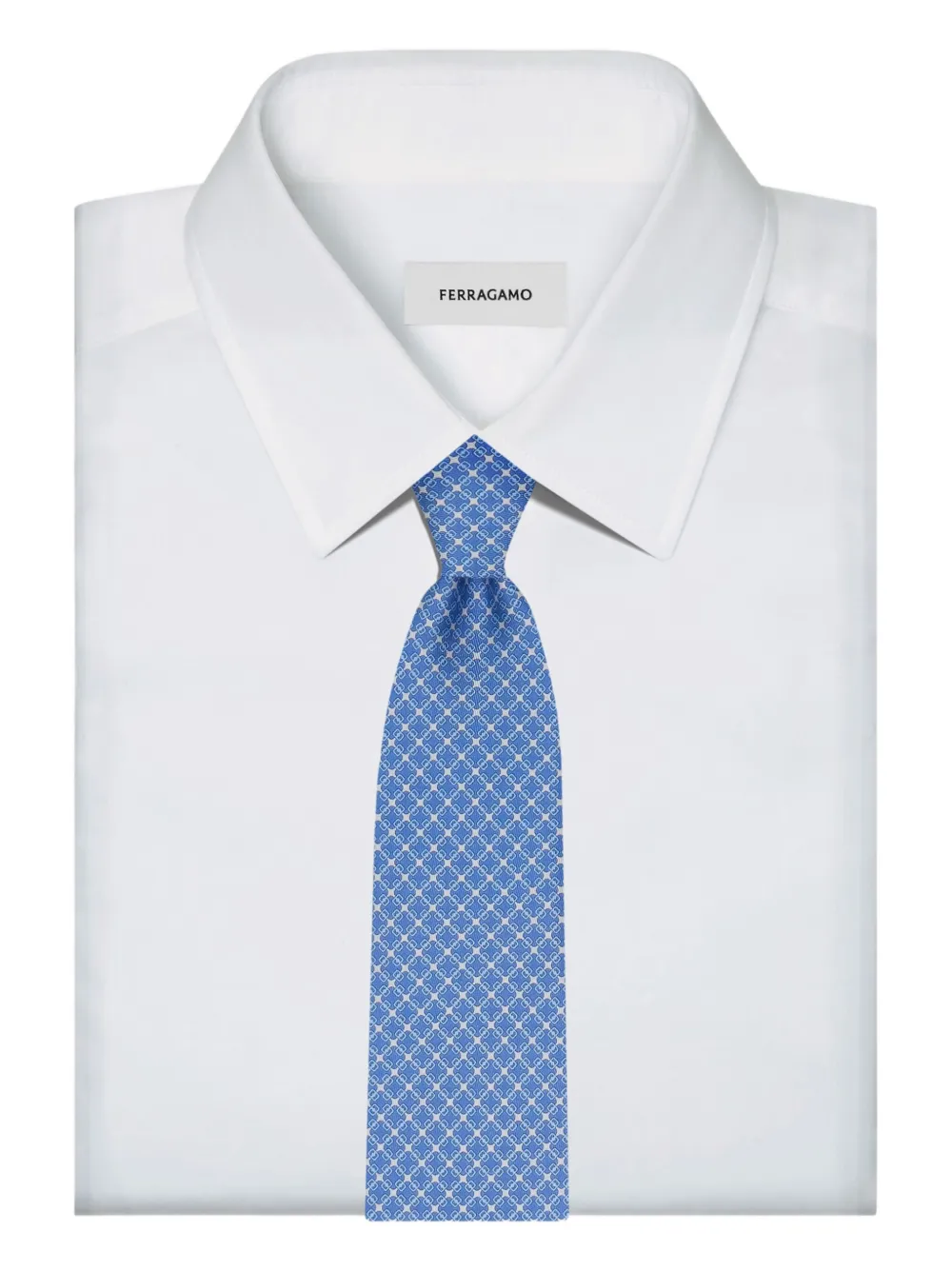 Ferragamo printed silk tie Blauw
