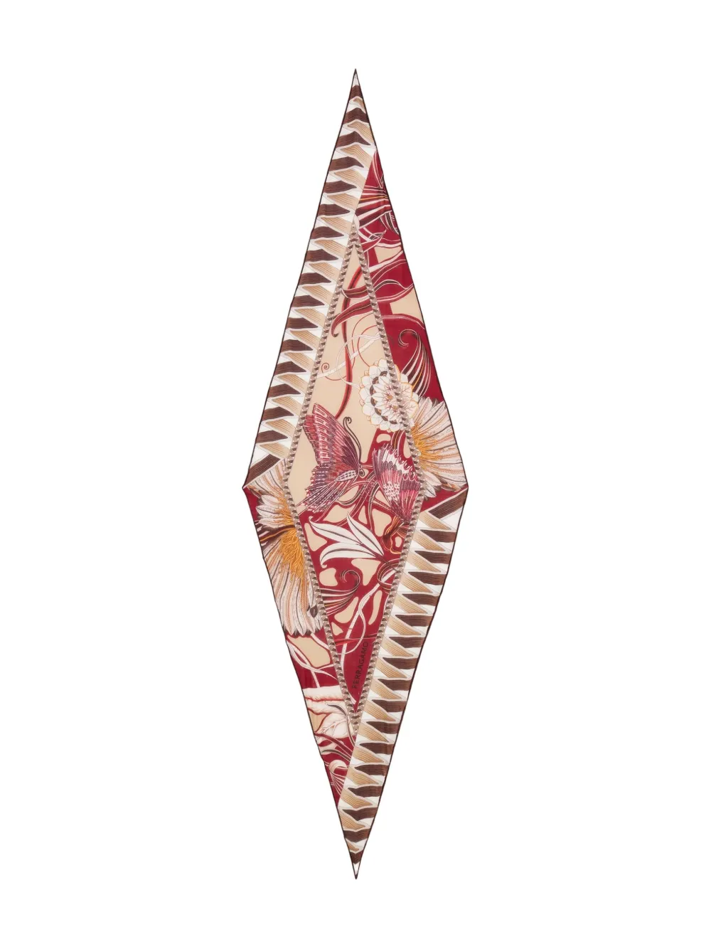 Ferragamo Diamantvormige sjaal met bloemenprint Beige