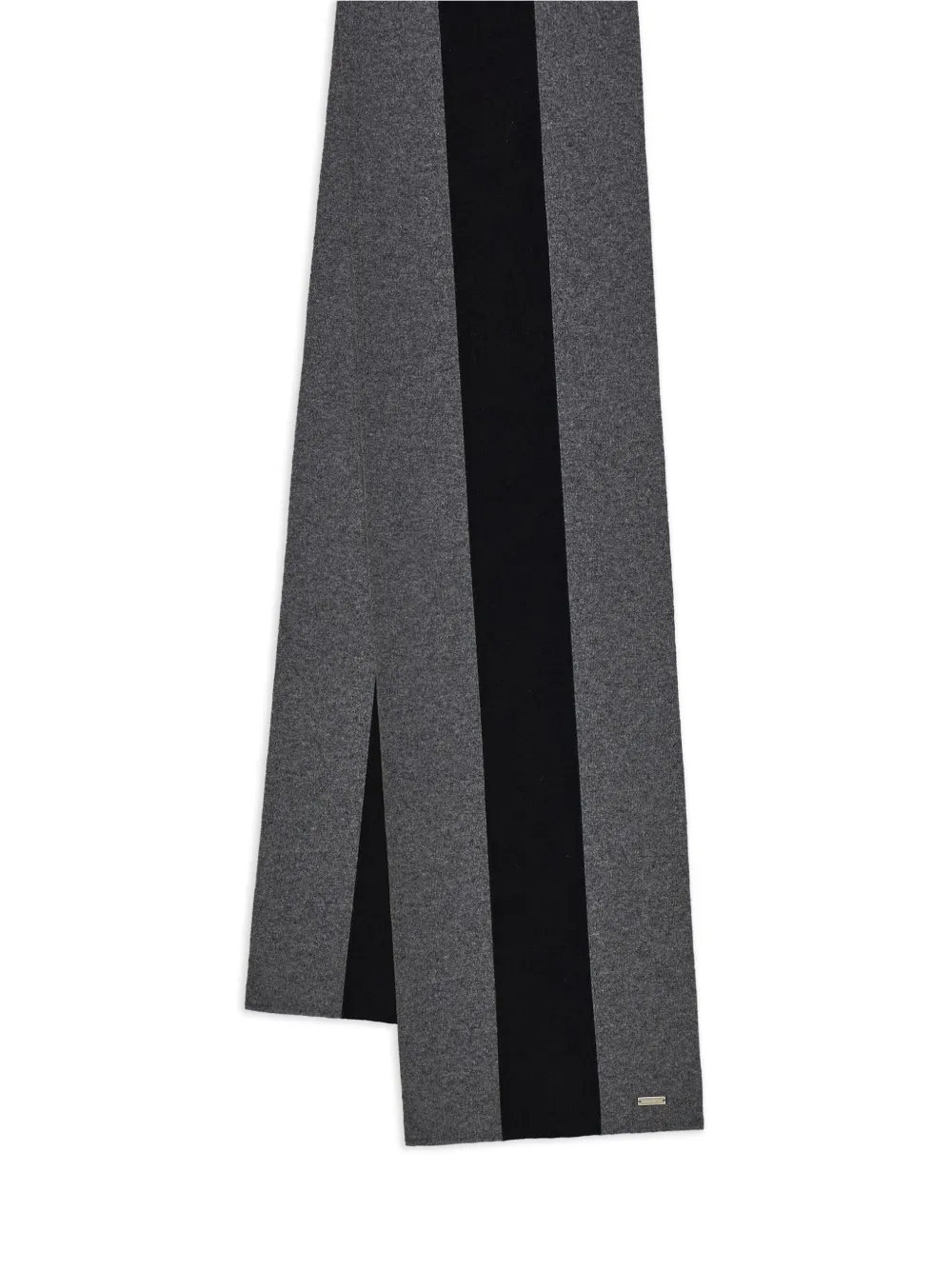 Ferragamo Central-stripe Wool-cashmere Blend Scarf In Black