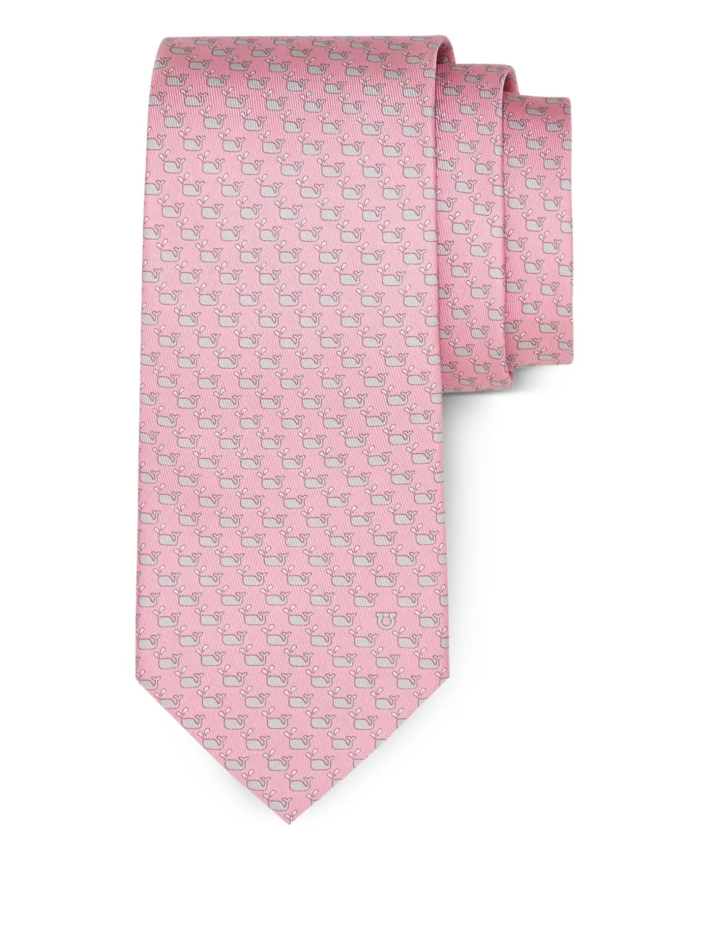 Ferragamo whale-print silk tie - Roze