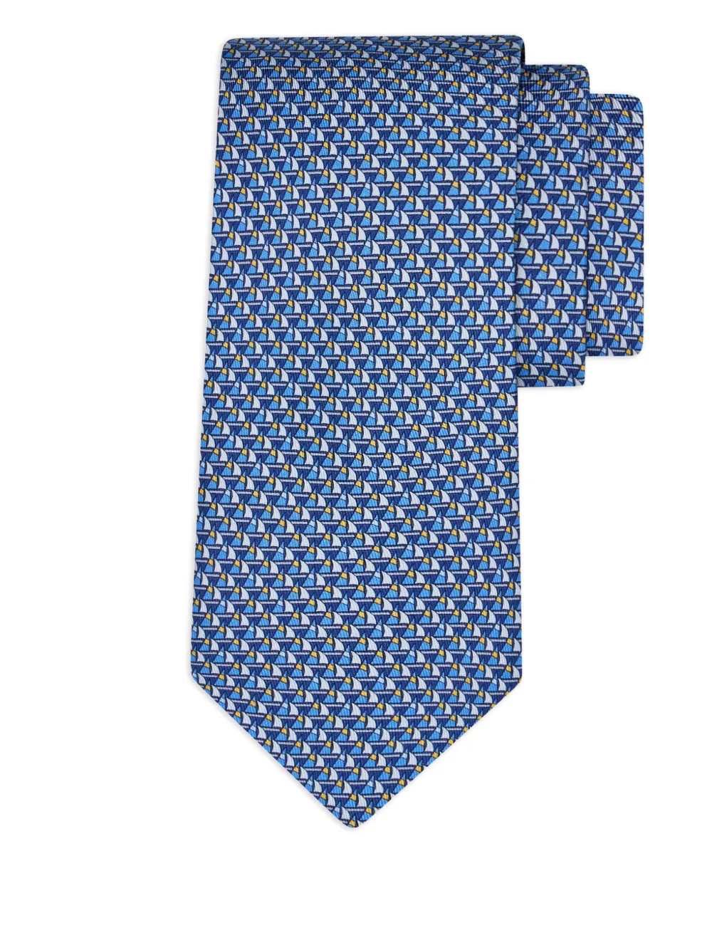 Ferragamo sailboat-print silk tie - Blauw
