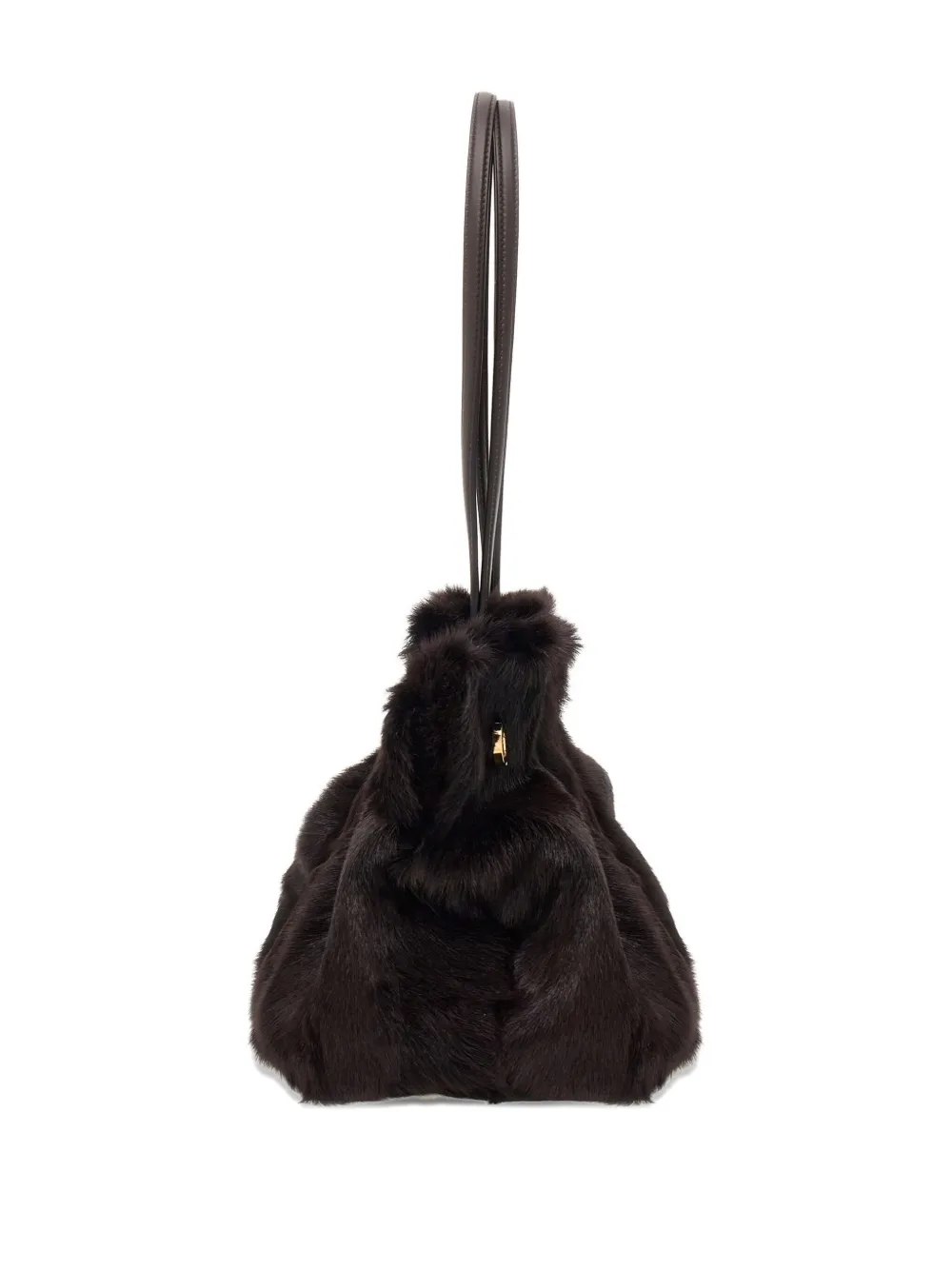 Ferragamo Gancini leren schoudertas Bruin