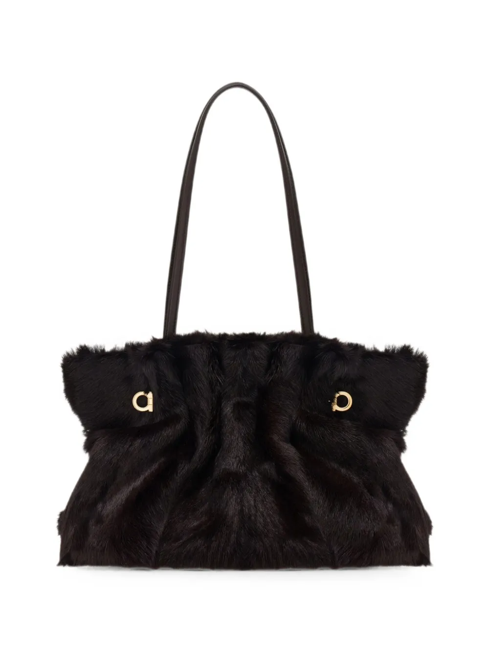 Ferragamo Gancini leather shoulder bag - Brown