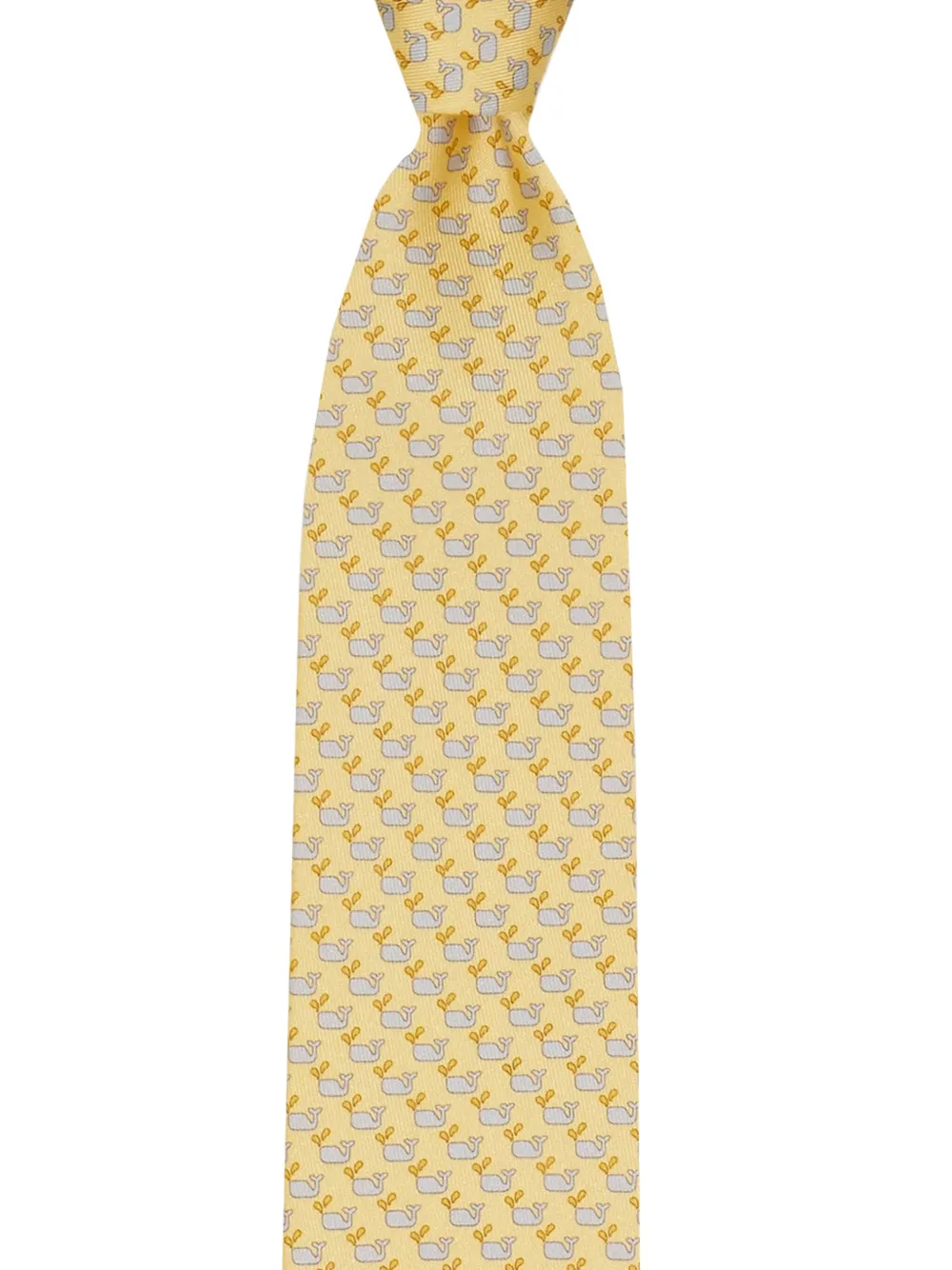 Ferragamo whale-print silk tie Geel