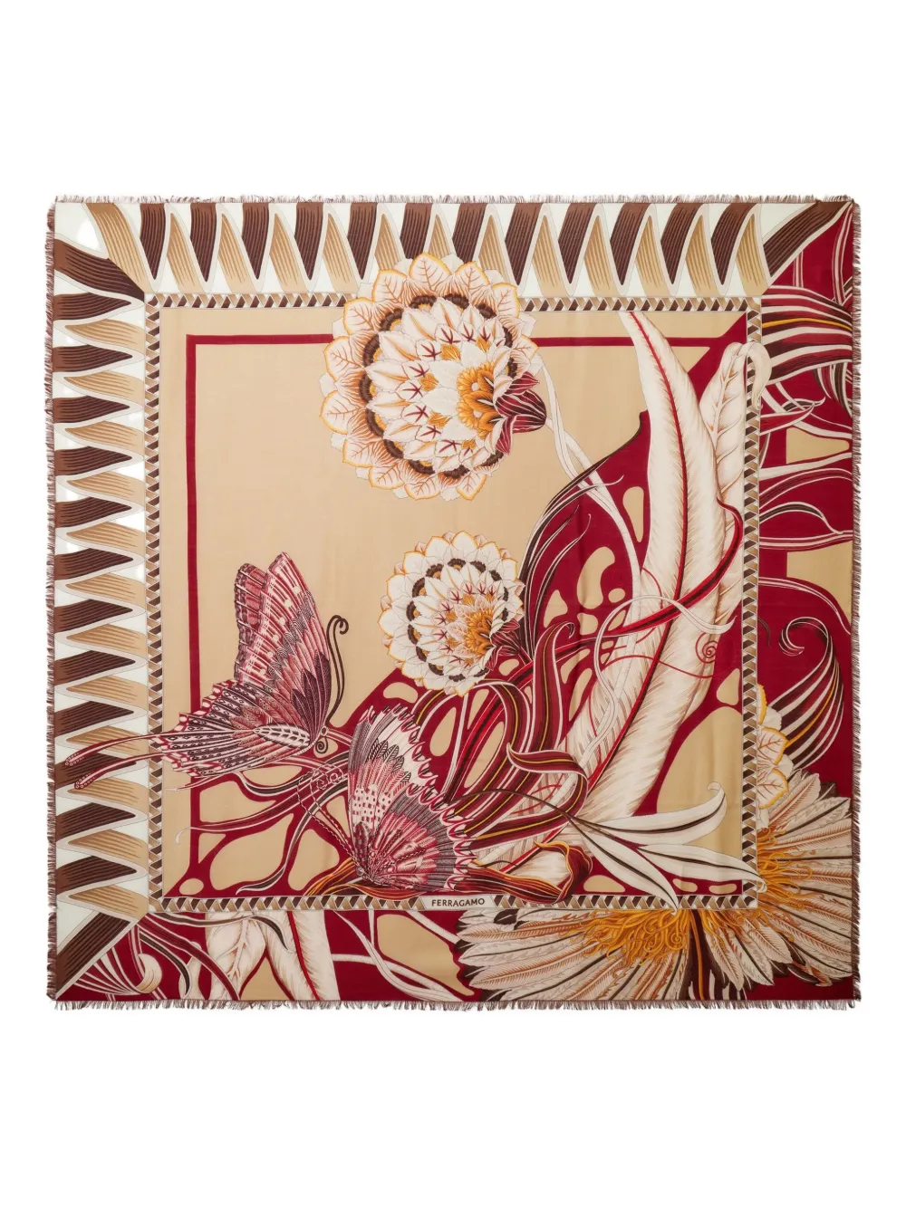 Ferragamo floral-print scarf - ニュートラル Ferragamo floral-print scarf - ニュートラル