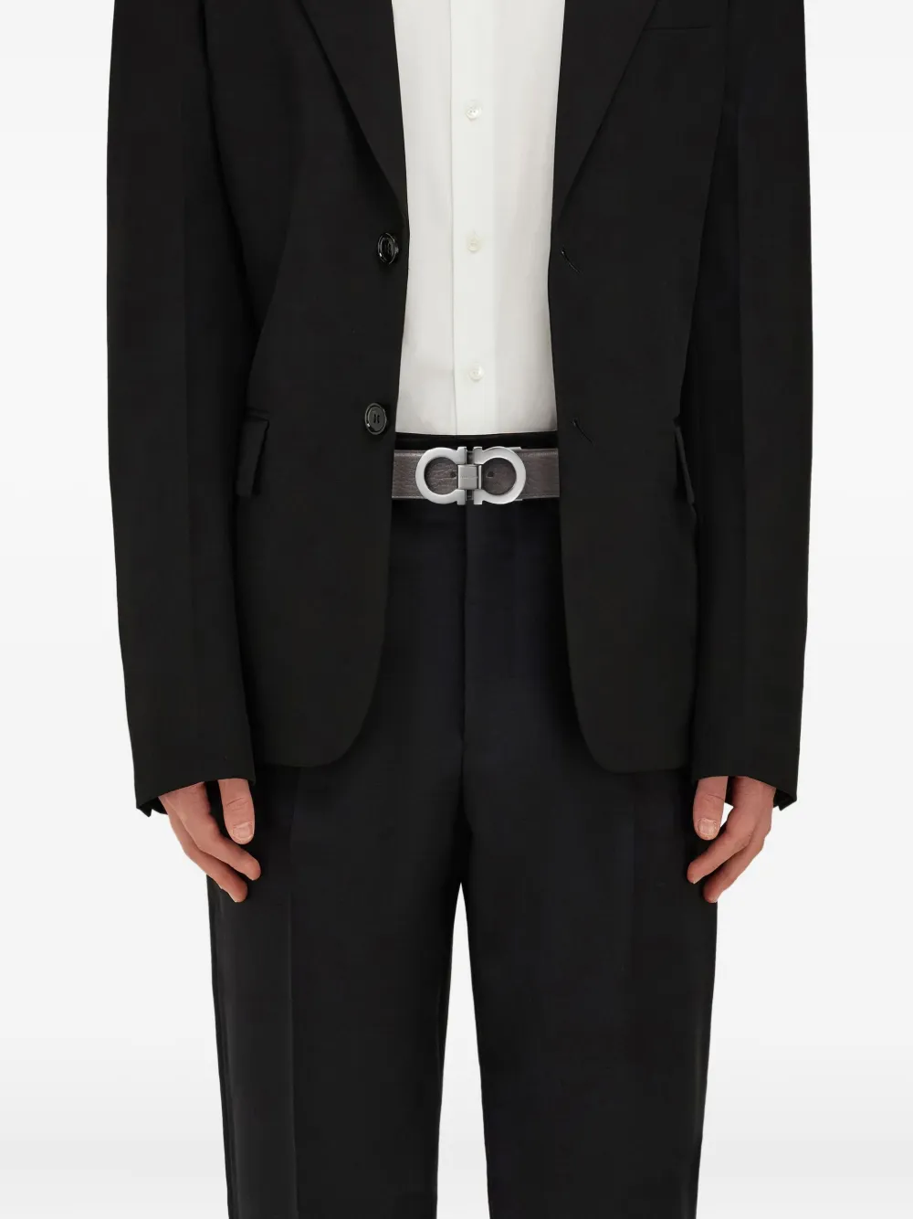 Ferragamo Leren riem met gancini-gesp Bruin