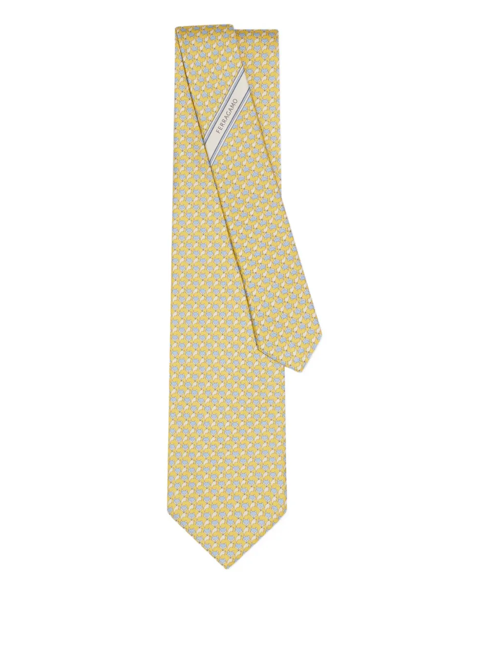 Ferragamo fox-print silk tie Geel
