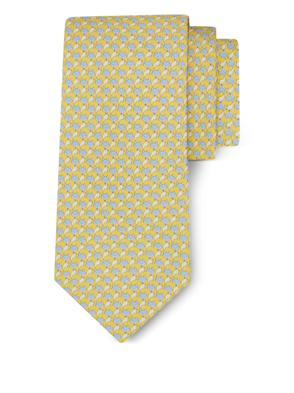 Ferragamo fox-print silk tie - Geel