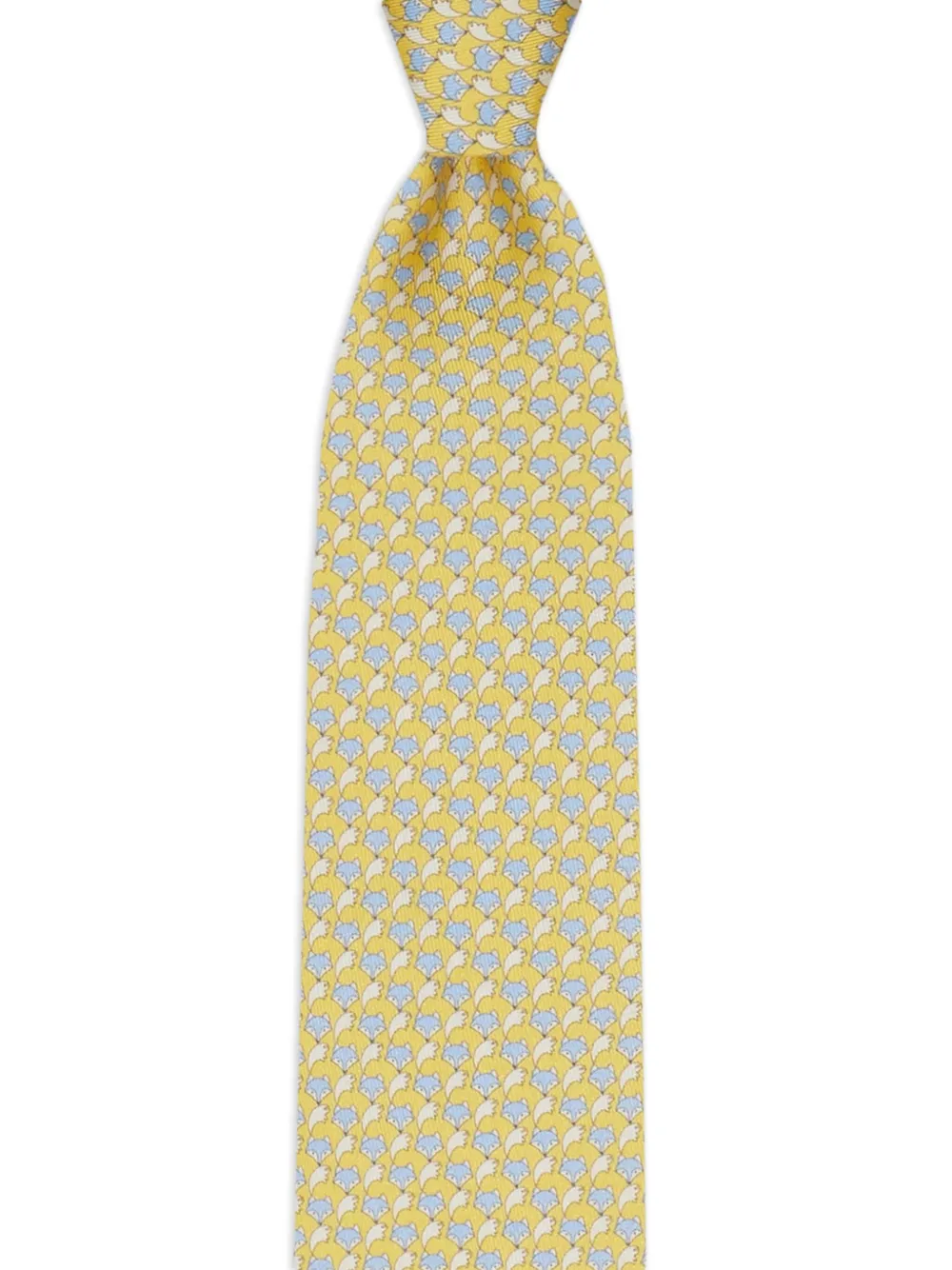 Ferragamo fox-print silk tie Geel