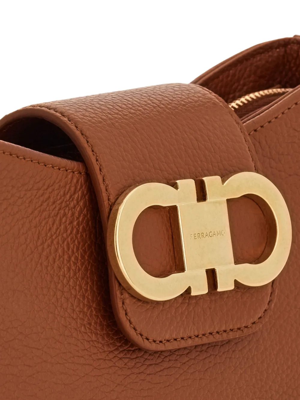 Ferragamo Double Gancini kleine tas Bruin