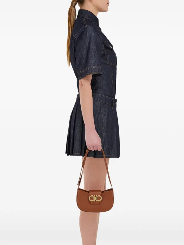 フェラガモ ダブルガンチーニ カーフレザー ショルダーバッグ Ferragamo ダブルガンチーニ ショルダーバッグ | ブラウン | FARFETCH JP