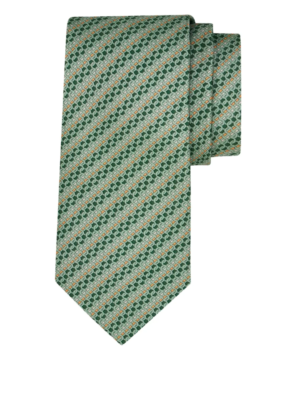 Ferragamo gancini-print silk tie - Groen