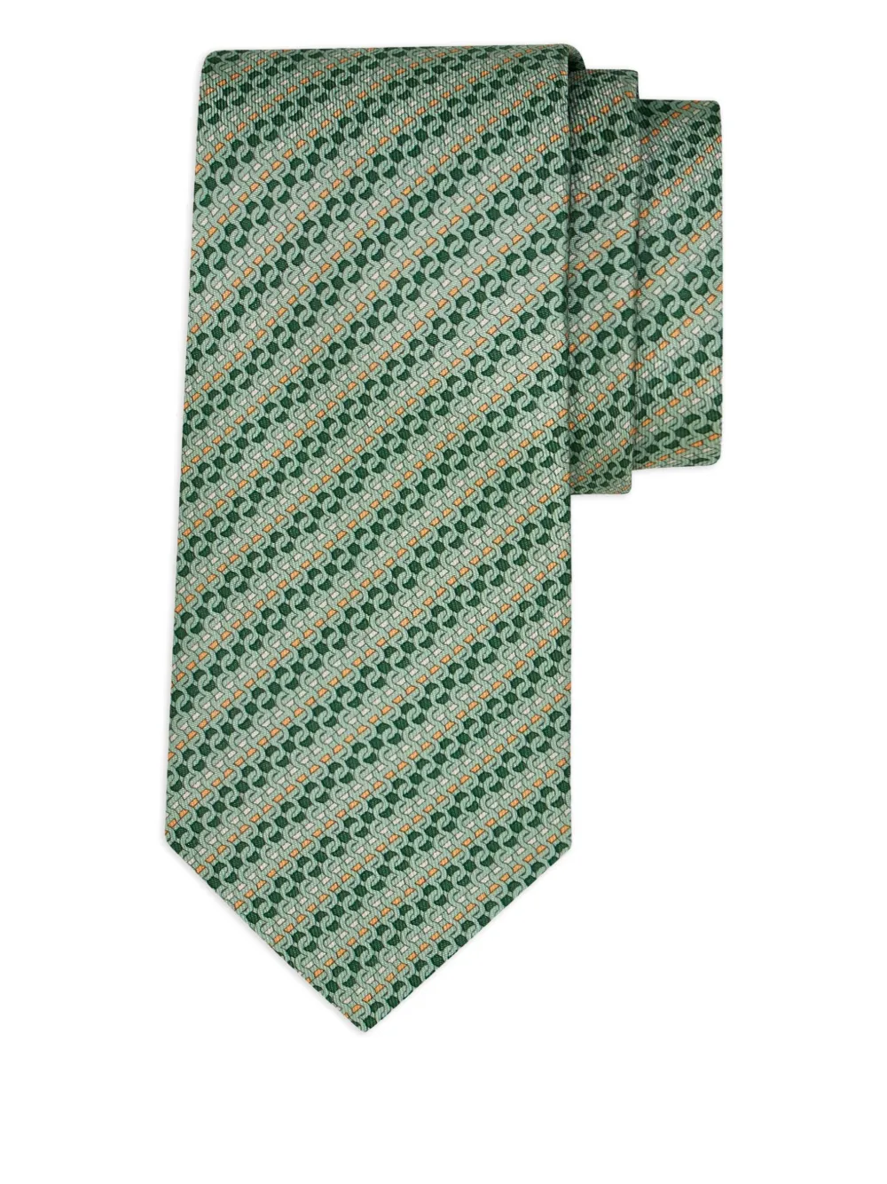 Ferragamo Zijden stropdas met Gancini-print Groen