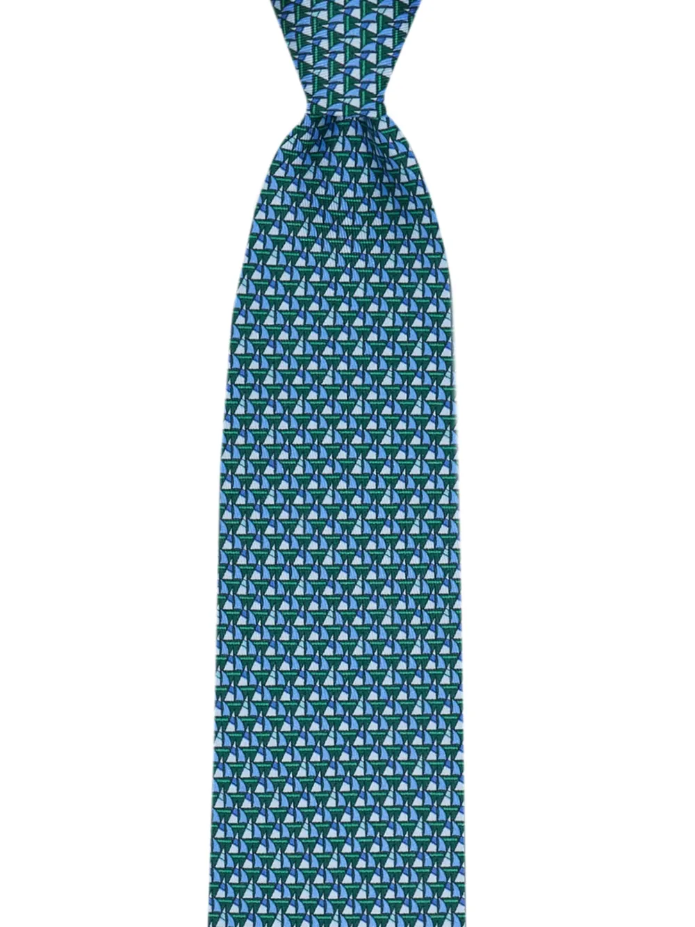 Ferragamo sailboat-print silk tie - Groen