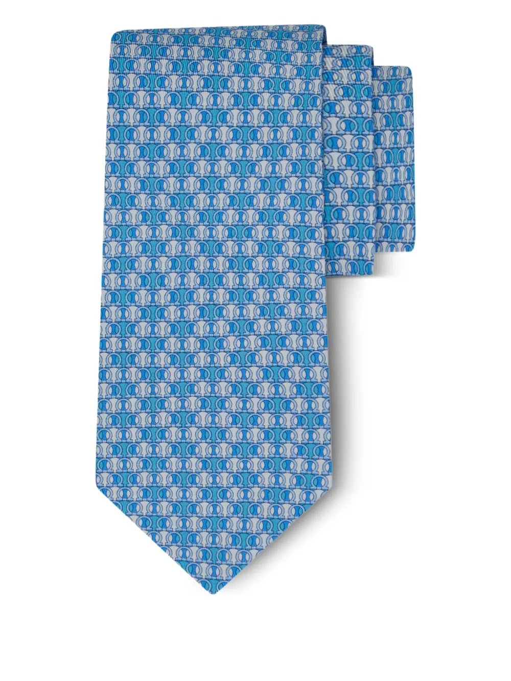 Ferragamo gancini-print silk tie Blauw