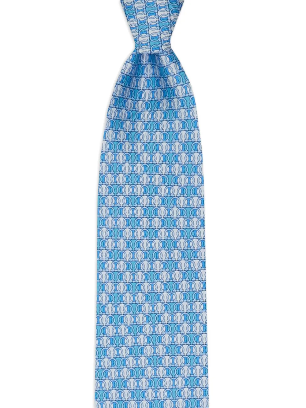 Ferragamo gancini-print silk tie Blauw
