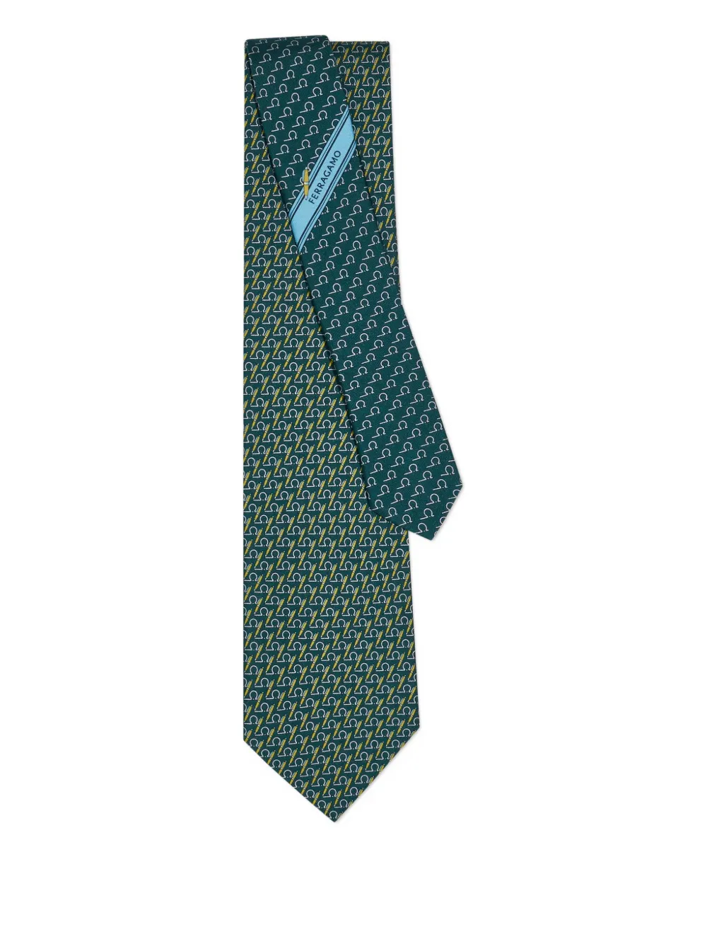 Ferragamo pen-print silk tie Groen