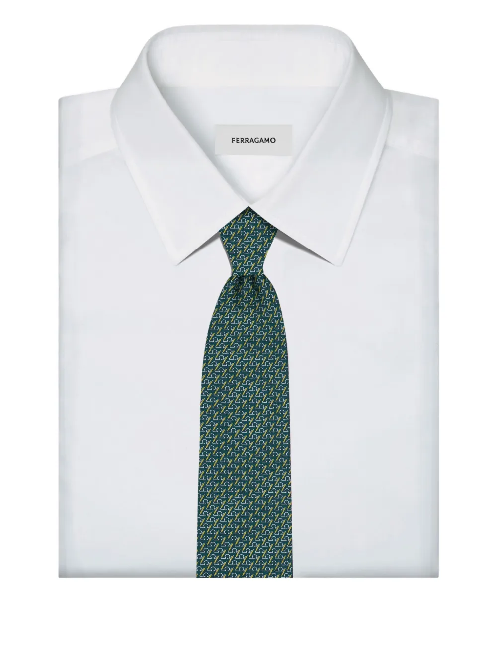 Ferragamo pen-print silk tie Groen