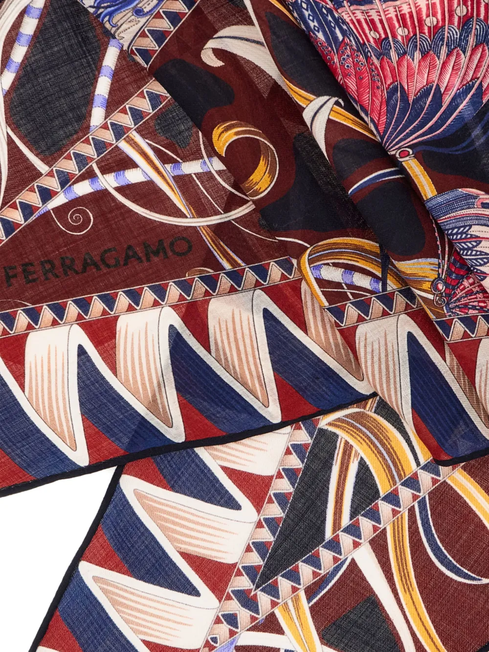 Ferragamo Sjaal met bloemenprint Blauw