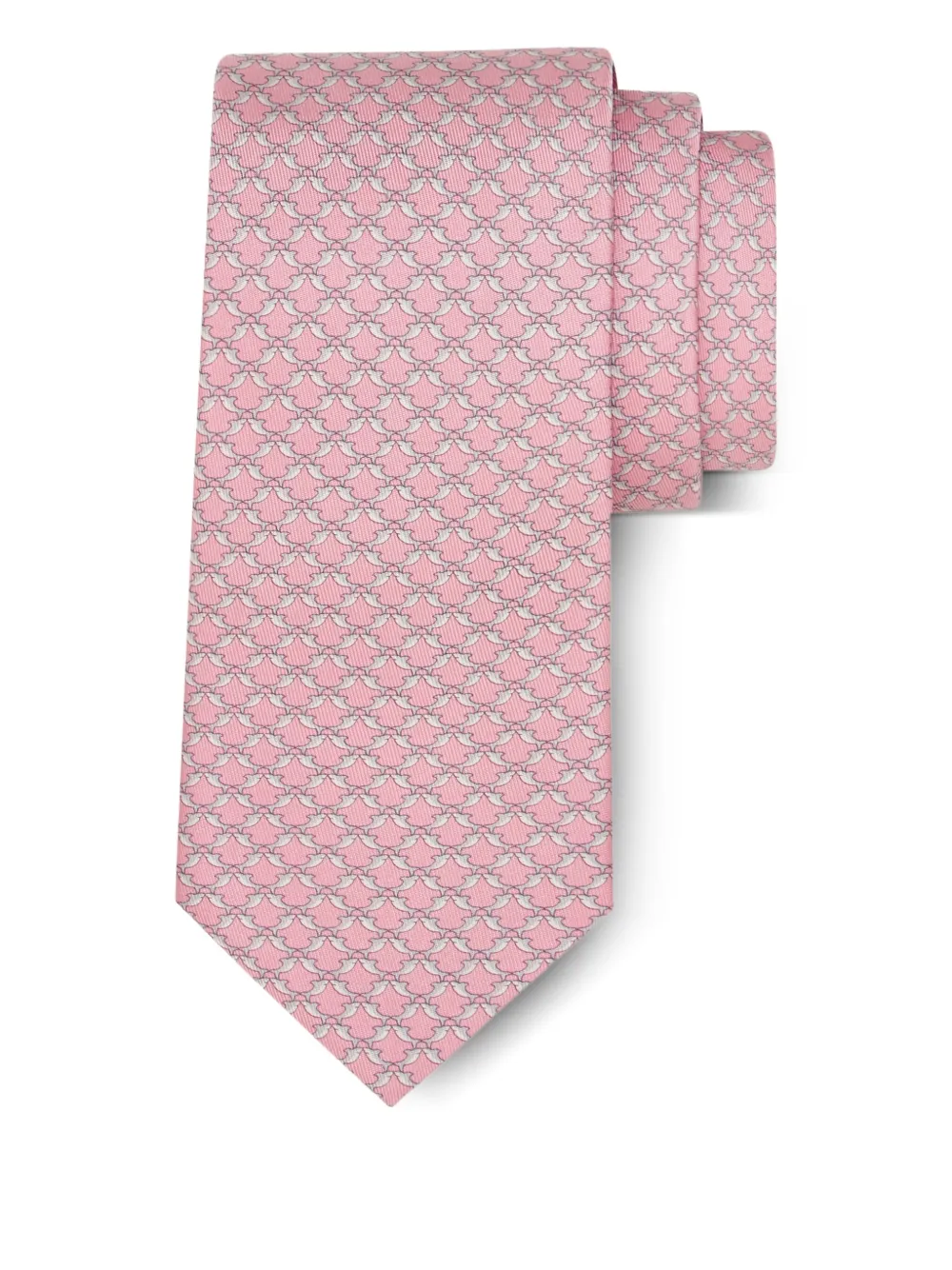 Ferragamo shark-print silk tie - Roze