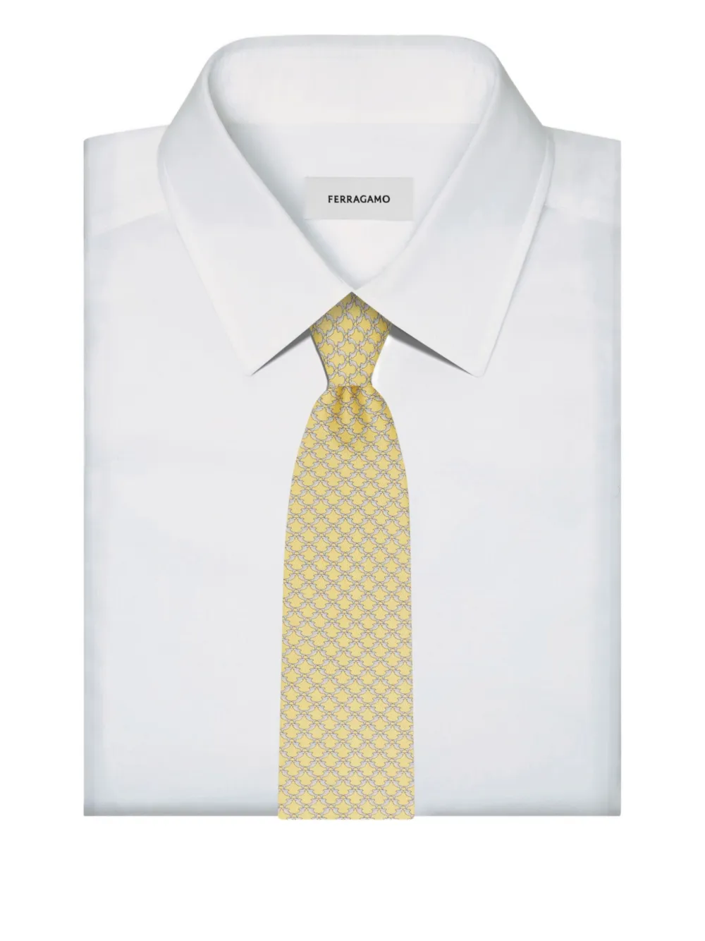 Ferragamo shark-print silk tie Geel
