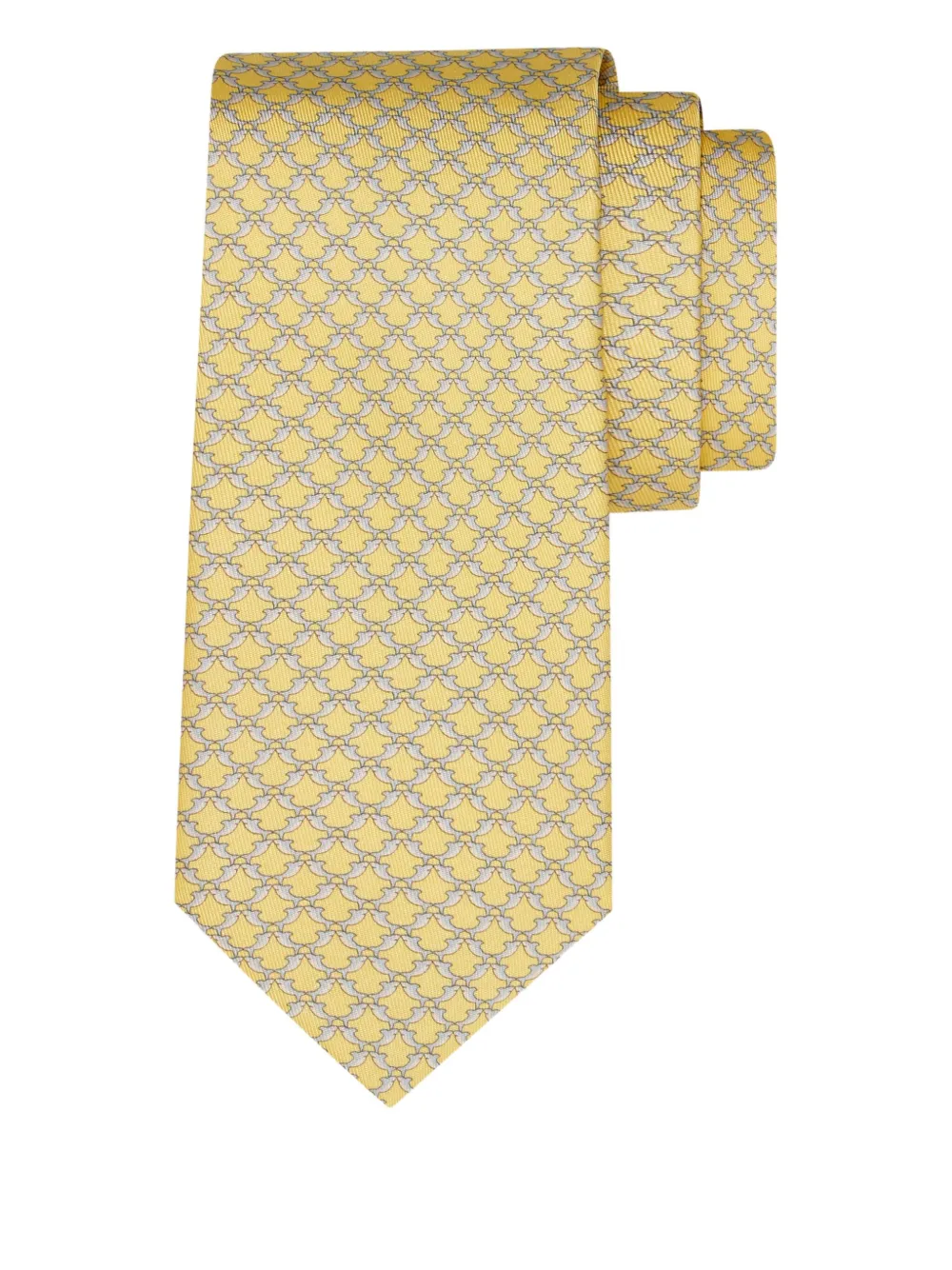 Ferragamo shark-print silk tie - Geel