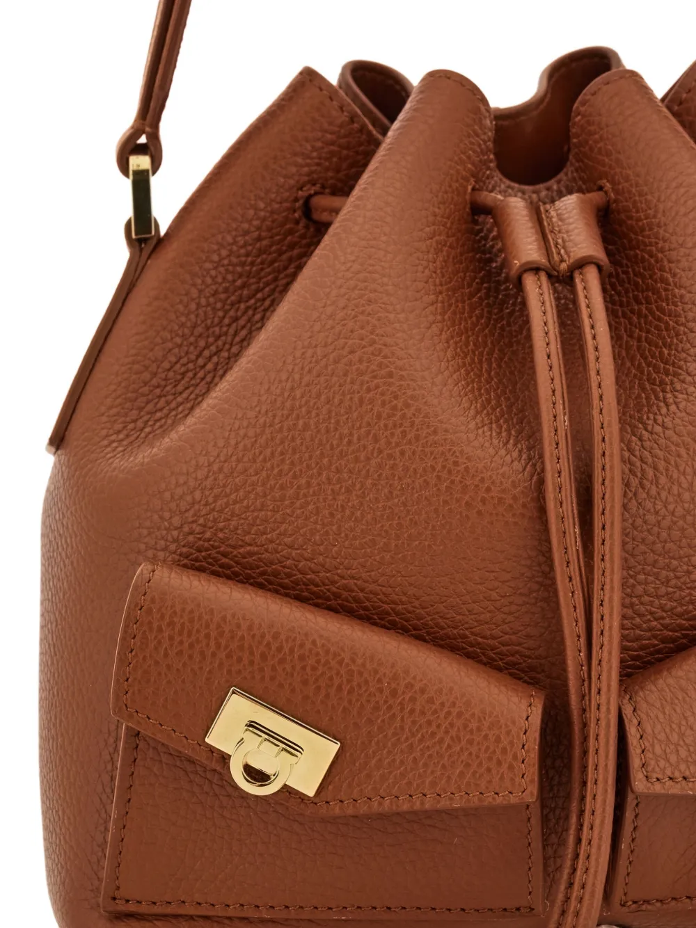 Ferragamo Kalfsleren bucket-tas met meerdere zakken Bruin
