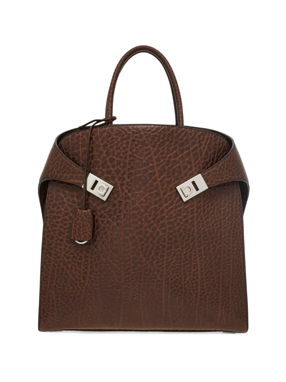 Ferragamo Hug Gancini-buckle Tote Bag In Brown