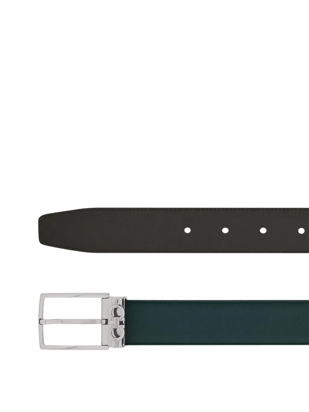 Ferragamo rectangular-buckle reversible belt - Groen