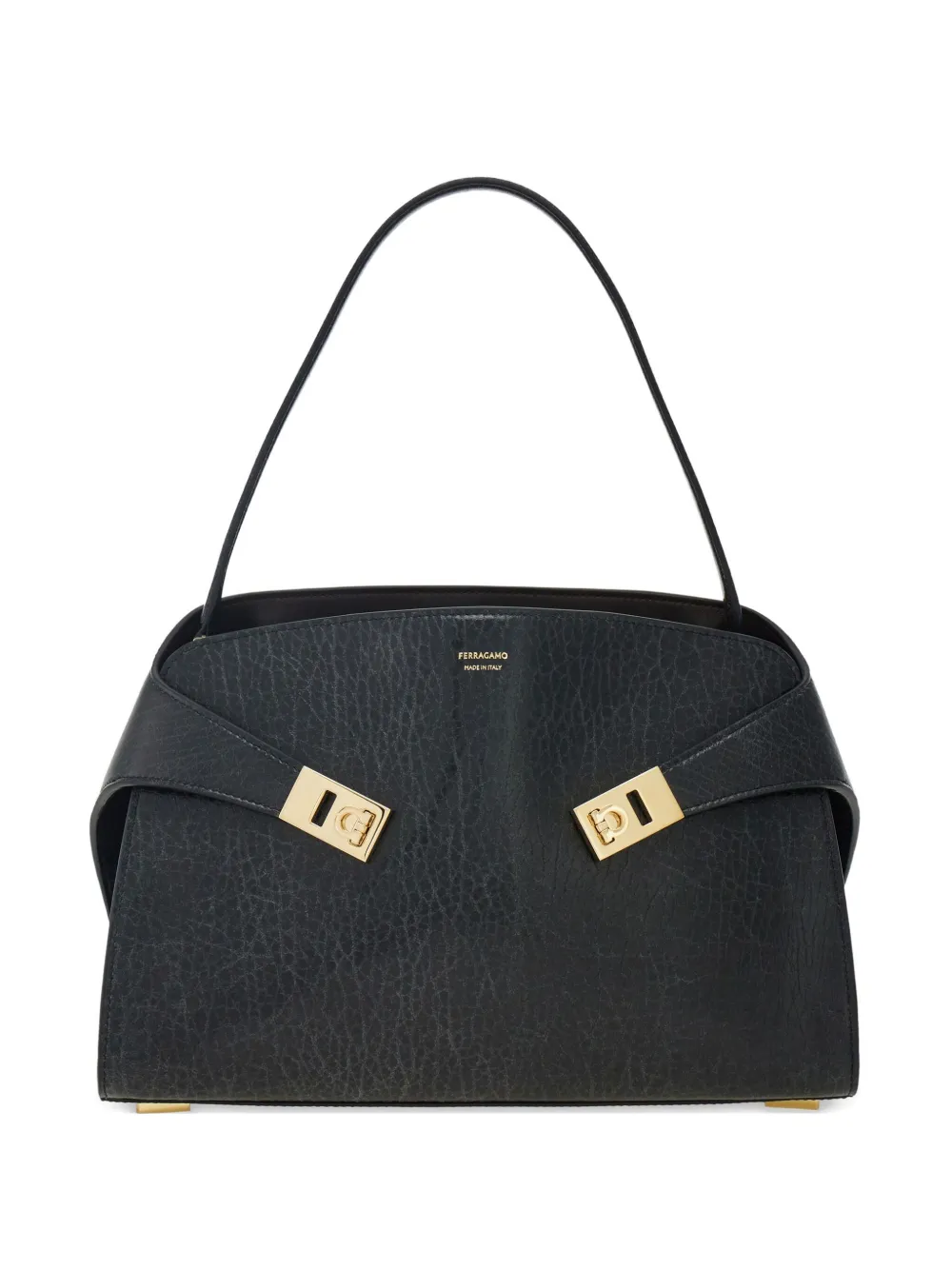Ferragamo medium Hug leather shoulder bag Zwart