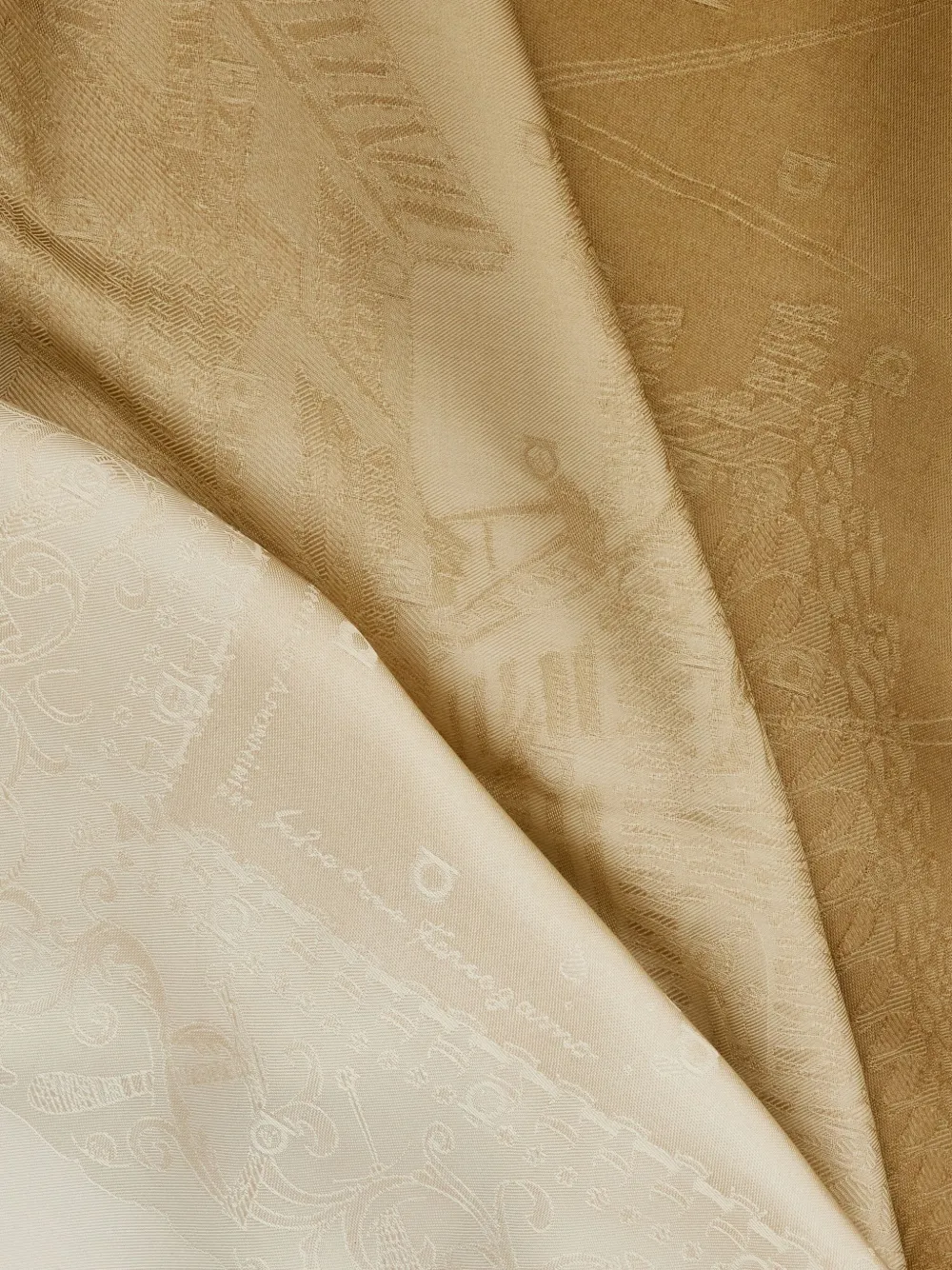 Ferragamo Silk Jacquard Scarf With Palazzo Motif In Brown