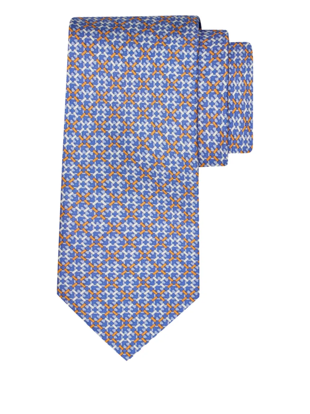 Ferragamo gancini-print silk tie - Blauw